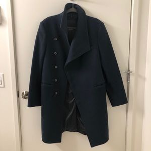 Man Zara Navy Stylistic Long Coat L